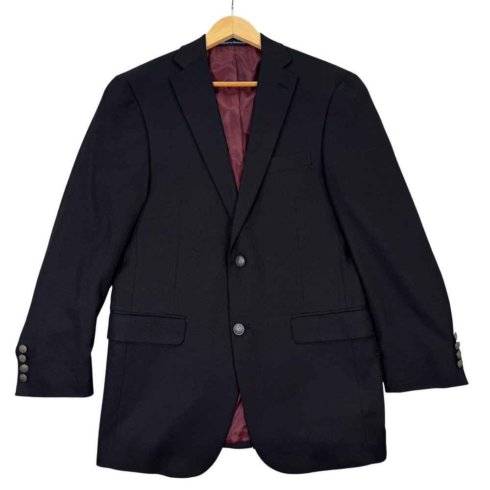 NEW Hart Schaffner Marx HSM 1887 Mens 38R Black Wool Blend Blazer Sport Coat